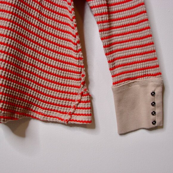 Torrid Crewneck Tee Top Striped Waffle Knit Long Sleeve Beige Tan Red Plus Sz 4X - Picture 9 of 14